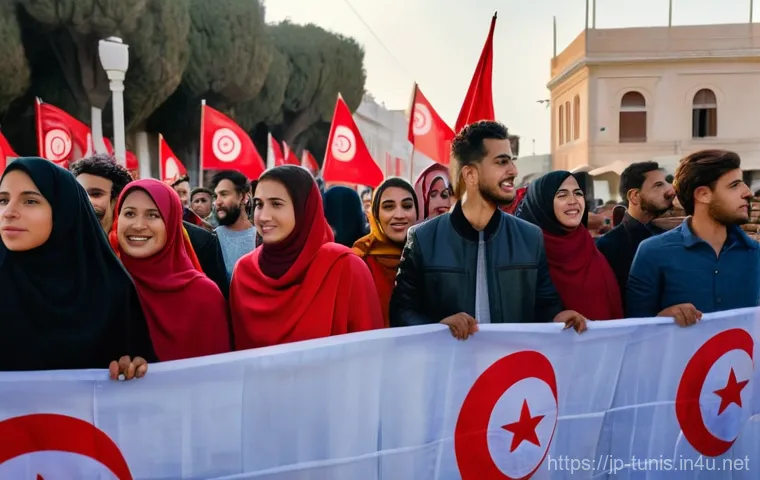 튀니지 현대 정치 구조 - Image Prompt 1: "Echoes of the Tunisian Spring"**