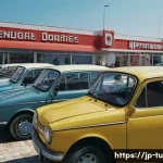 튀니지에서 중고차 구입 가이드 - A bustling used car dealership in Tunisia during daytime, showing a variety of well-maintained cars ...